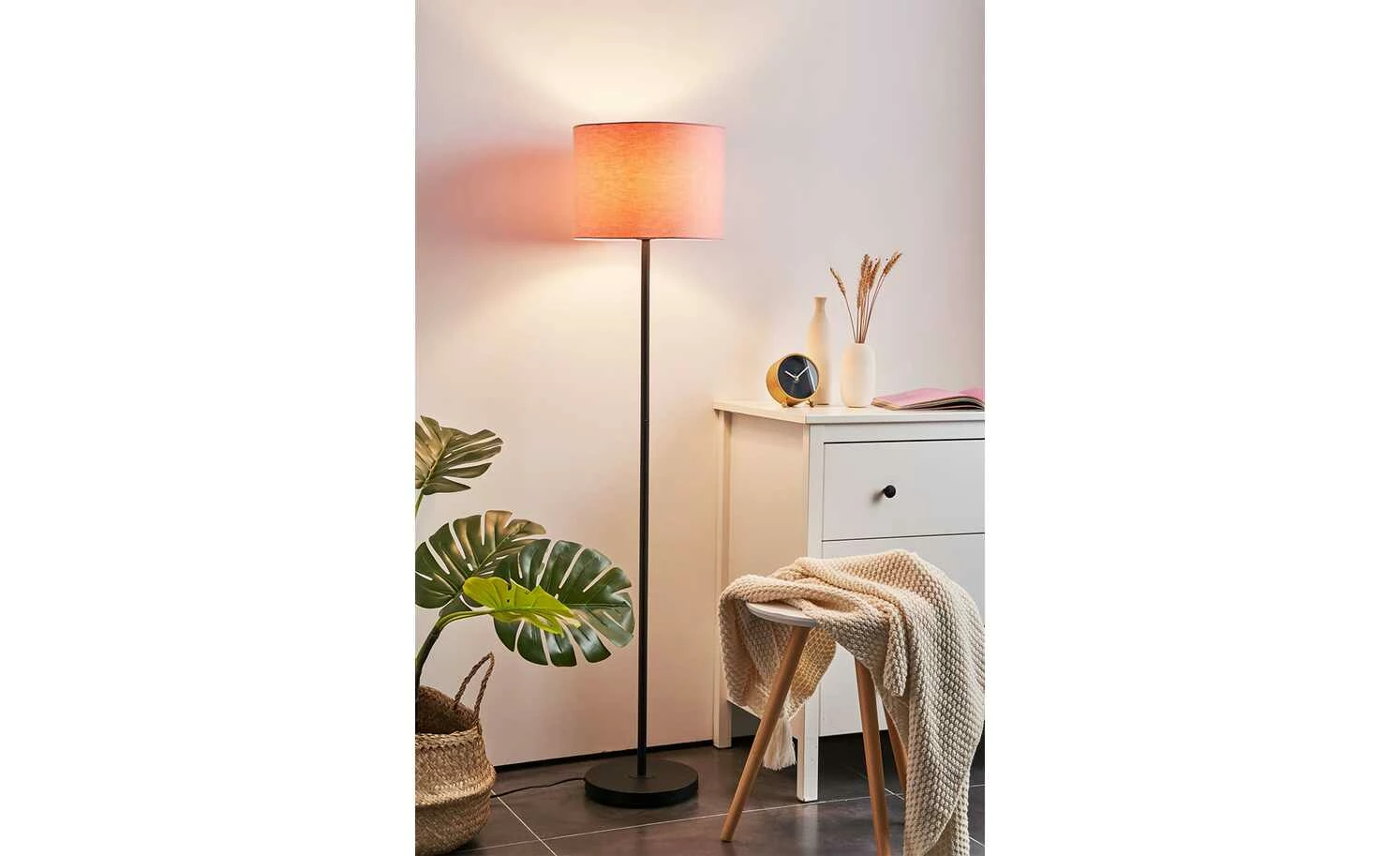 Stehleuchte, 1-flammig, Stoffschirm rosa – Bild 2