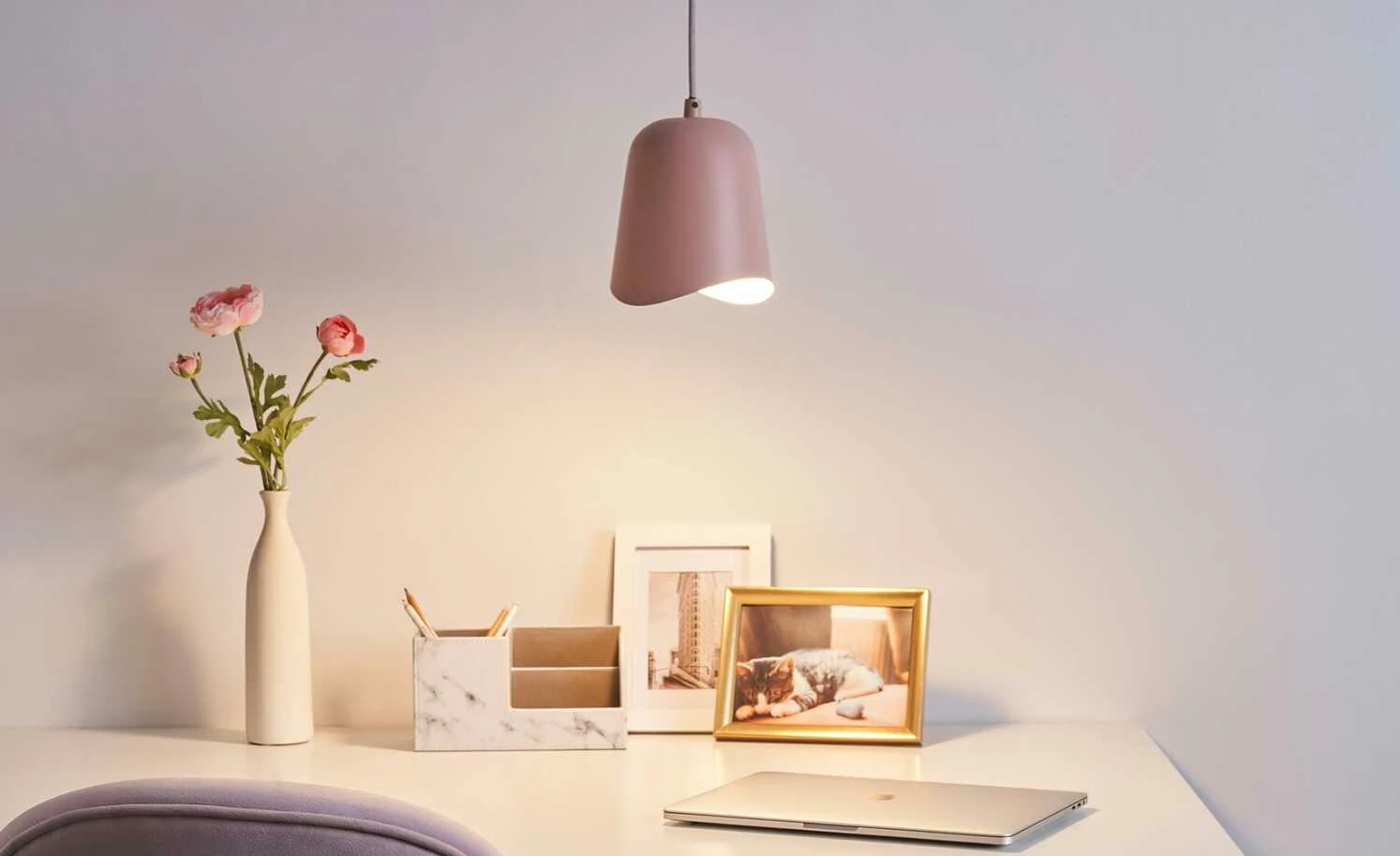 Pendelleuchte, 1-flammig Metall/rosa – Bild 2