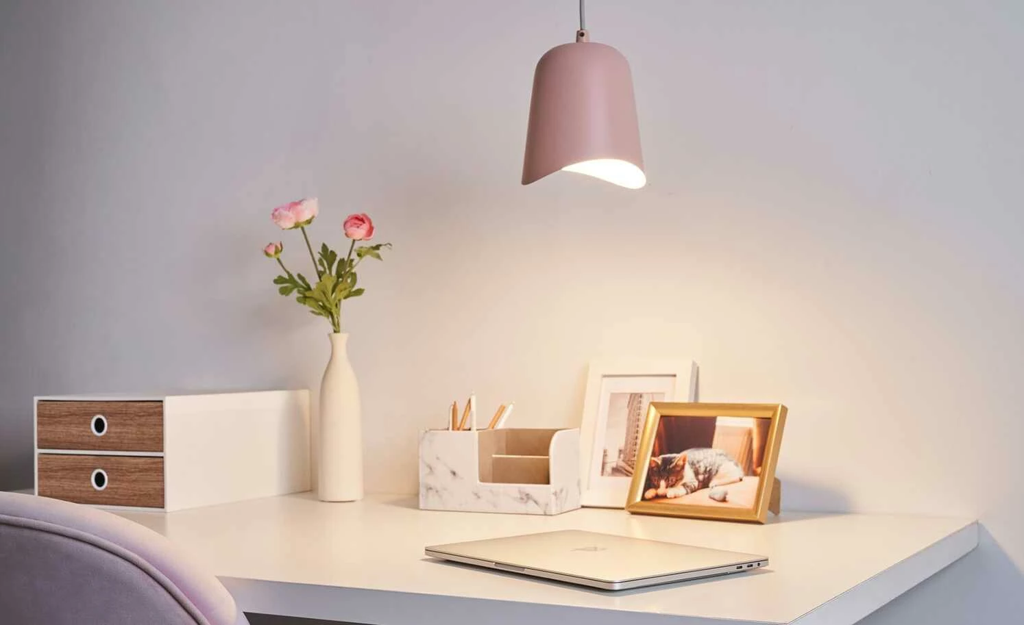 Pendelleuchte, 1-flammig Metall/rosa