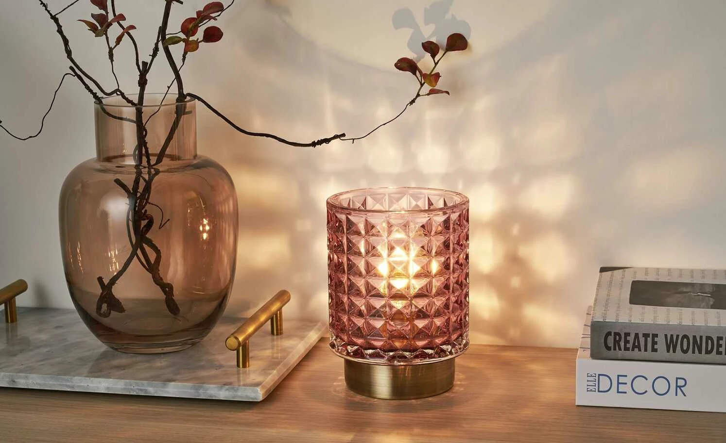 Mobile-Tischleuchte, Glas Rosa | Rosa 15|cm