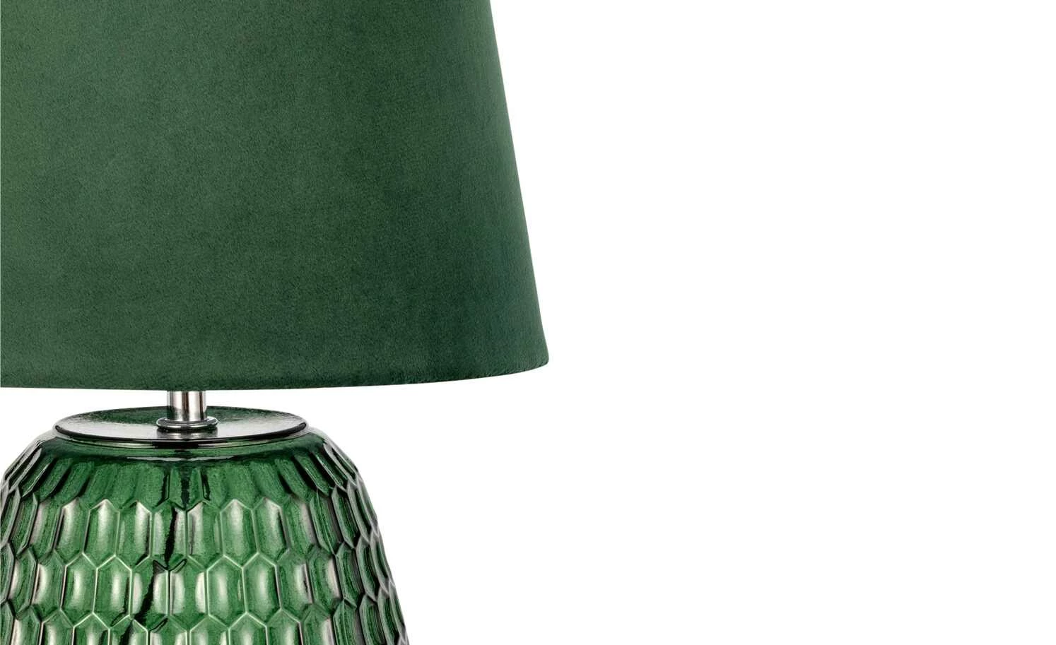 Tischleuchte, 1-flammig, Samt/Glas grün – Bild 6