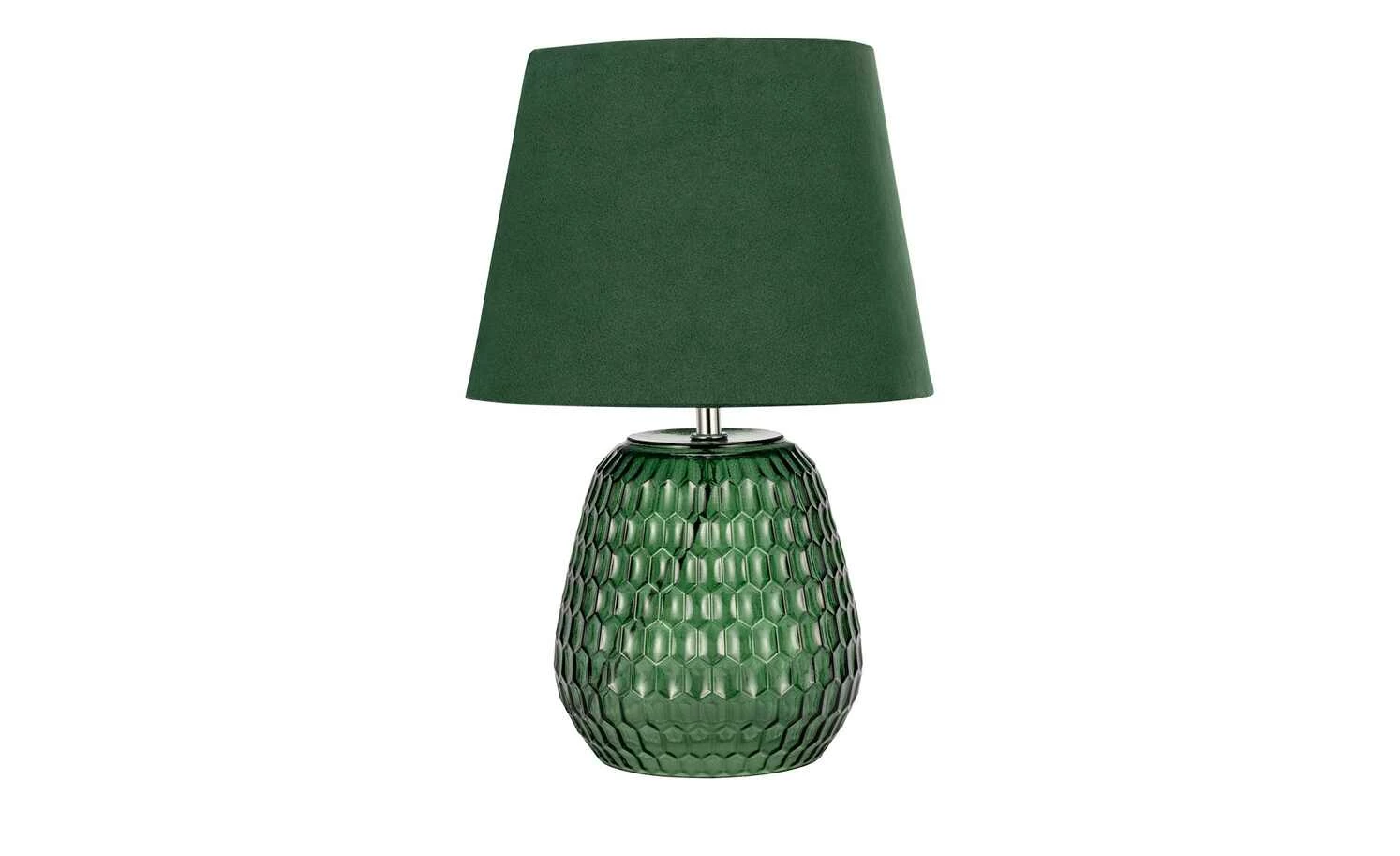 Tischleuchte, 1-flammig, Samt/Glas grün – Bild 3