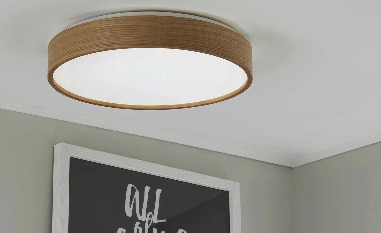 KHG LED-Deckenleuchte, 1-flammig, Eichenholz