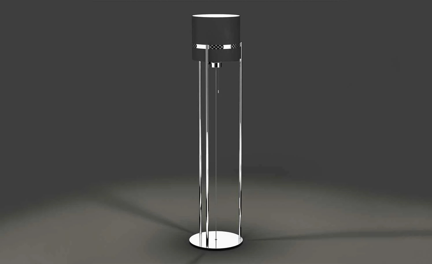 Stehleuchte 1-flammig Textil Round Lights Chrome – Bild 2