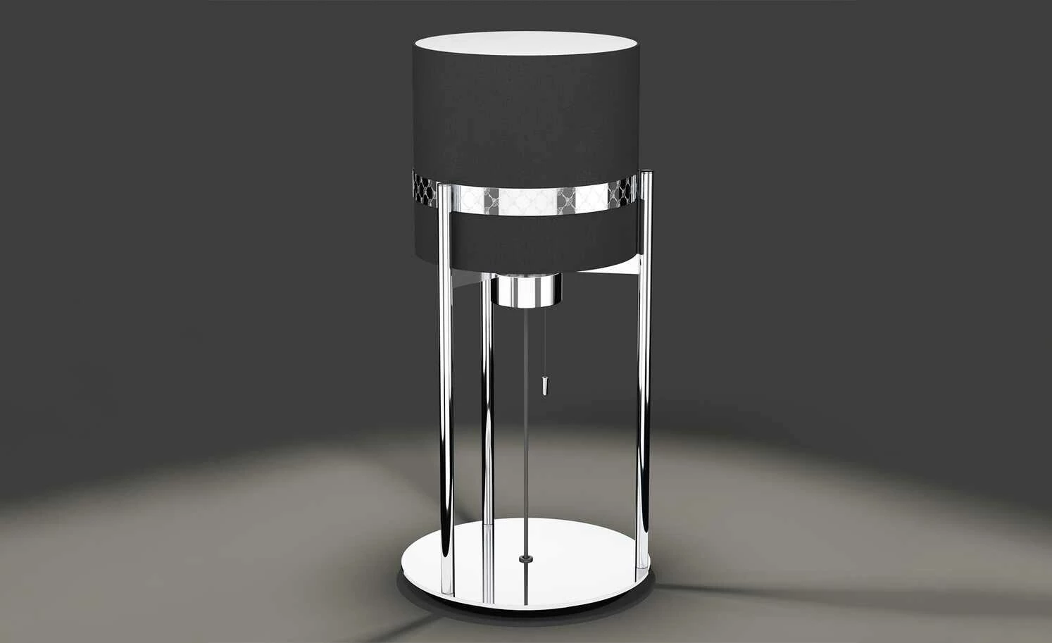 Tischleuchte 1-flammig Textil Round Lights Chrome – Bild 2