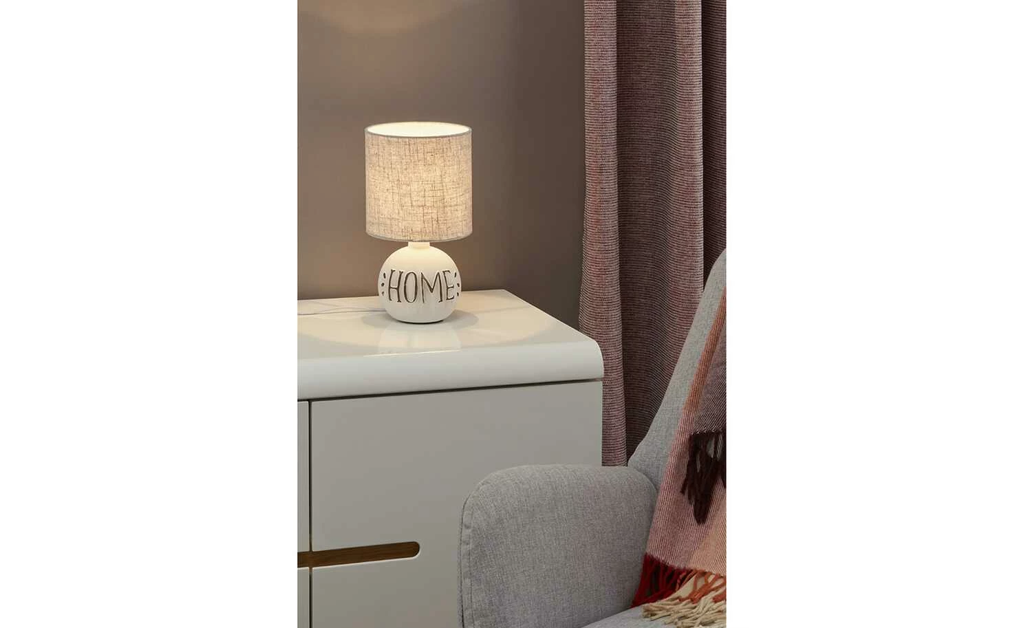 Trio Keramik-Tischleuchte, 1-flammig, grau ´Home`