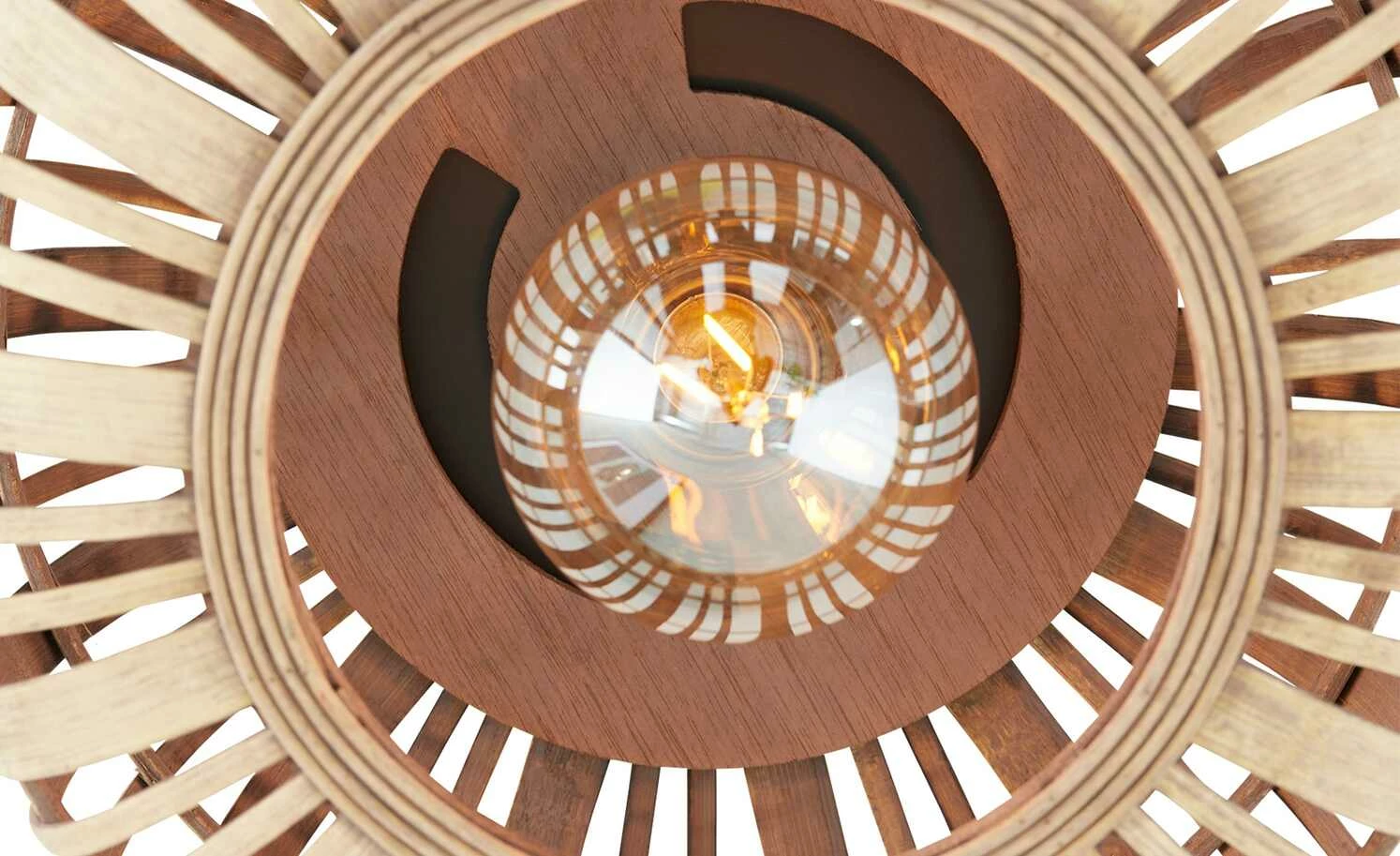 Deckenleuchte, 1-flammig. Rattanschirm `klein` – Bild 5