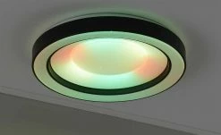 Trio LED-Deckenleuchte, schwarz mit Fernbedienung