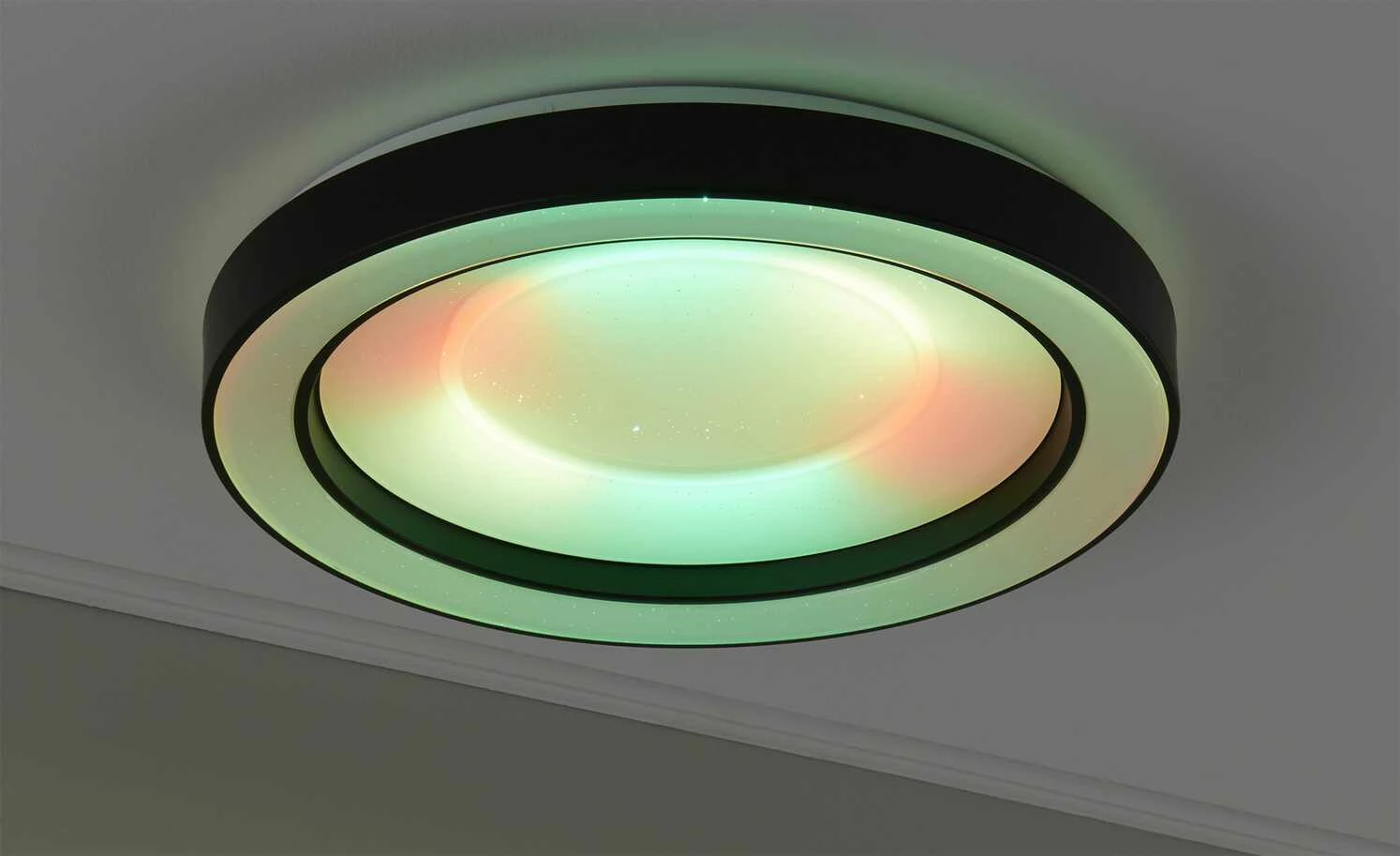 Trio LED-Deckenleuchte, schwarz mit Fernbedienung