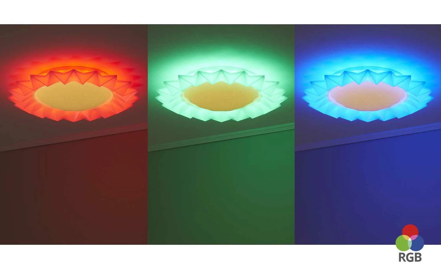 Trio LED-Deckenleuchte, weiß mit Fernbedienung `Sunflower` – Bild 2