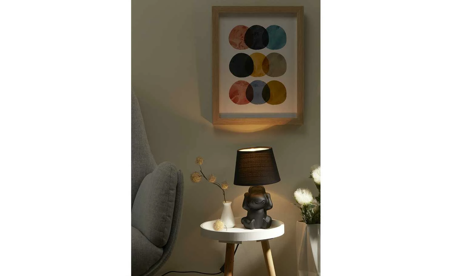 Trio Keramik-Tischleuchte, 1-flammig, schwarz