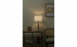 B-Leuchten Tischleuchte, 1-flammig, schwarz/chrom, Stoffschirm