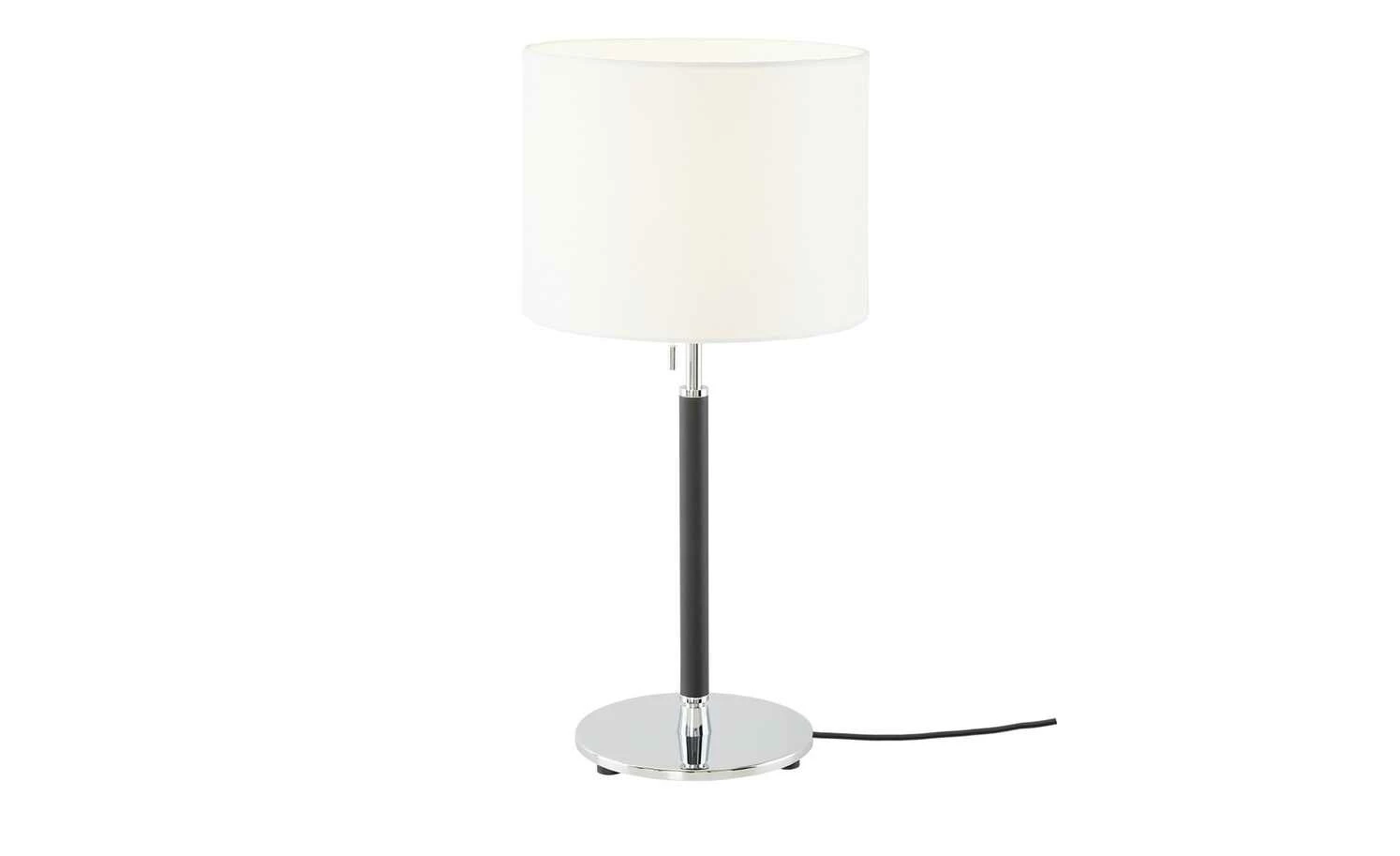 B-Leuchten Tischleuchte, 1-flammig, schwarz/chrom, Stoffschirm – Bild 2