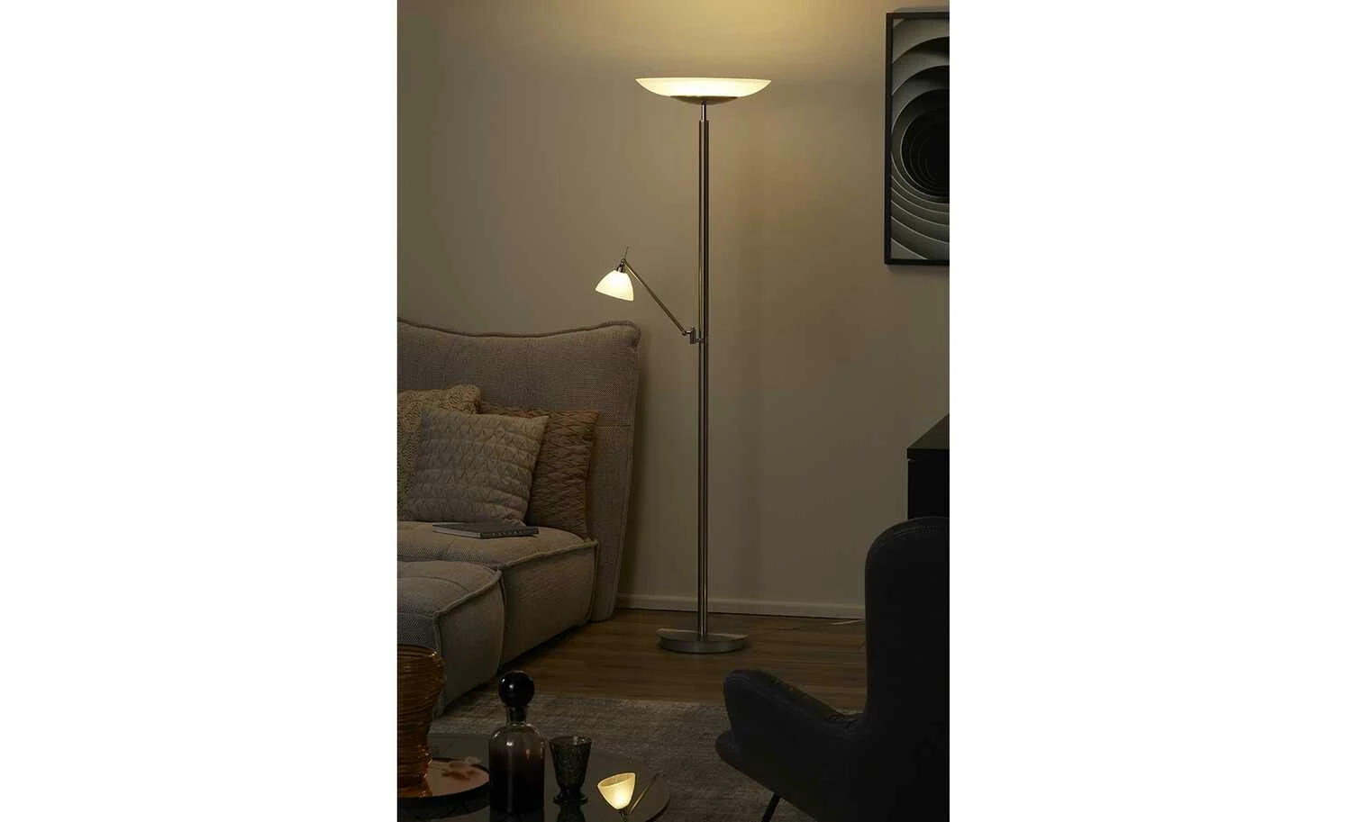 B-Leuchten LED-Deckenfluter, 2-flammig, Nickel-matt