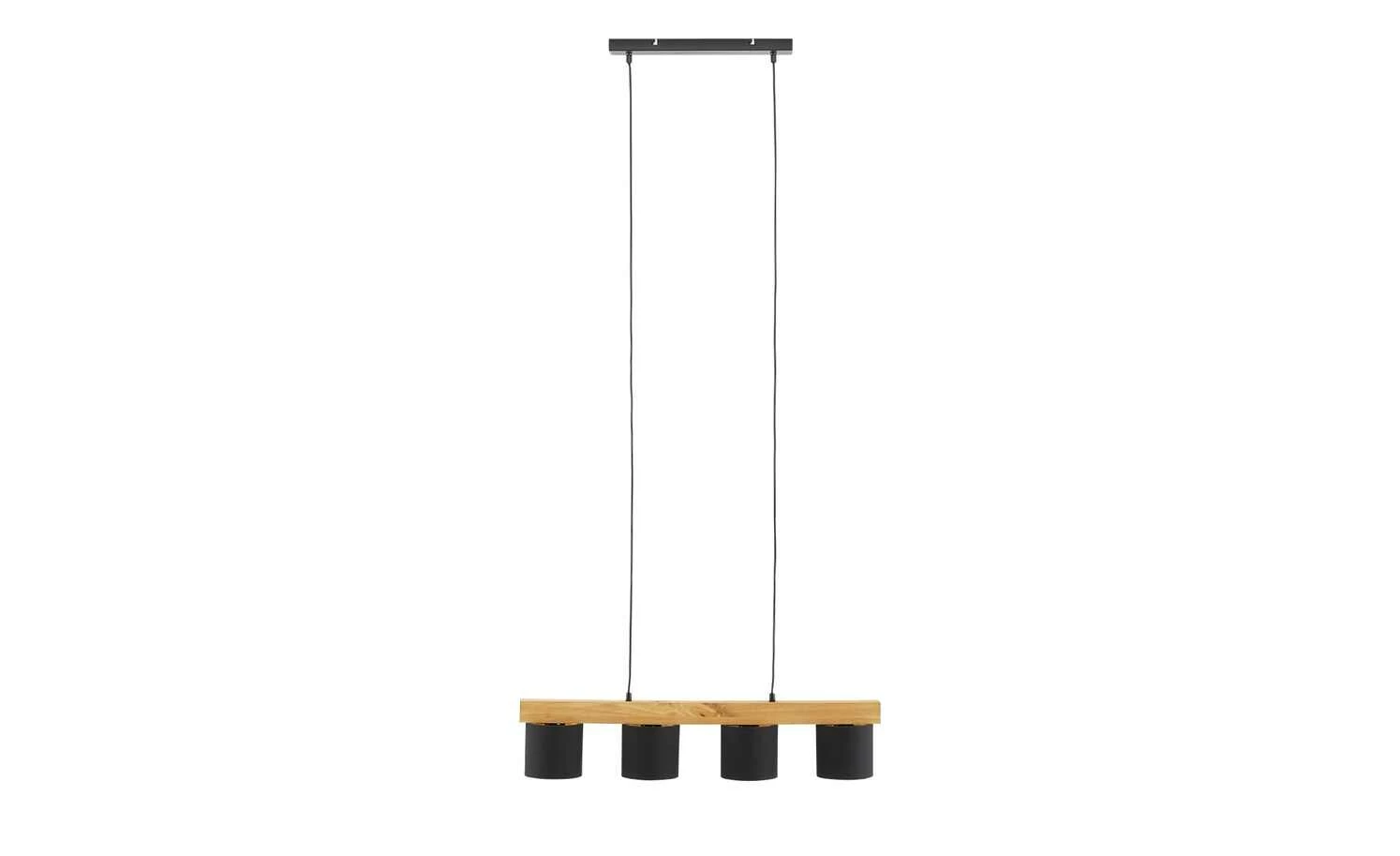 Trio Pendelleuchte, 4-flammig, Holz/ Stoffschirm schwarz/goldfarben – Bild 3