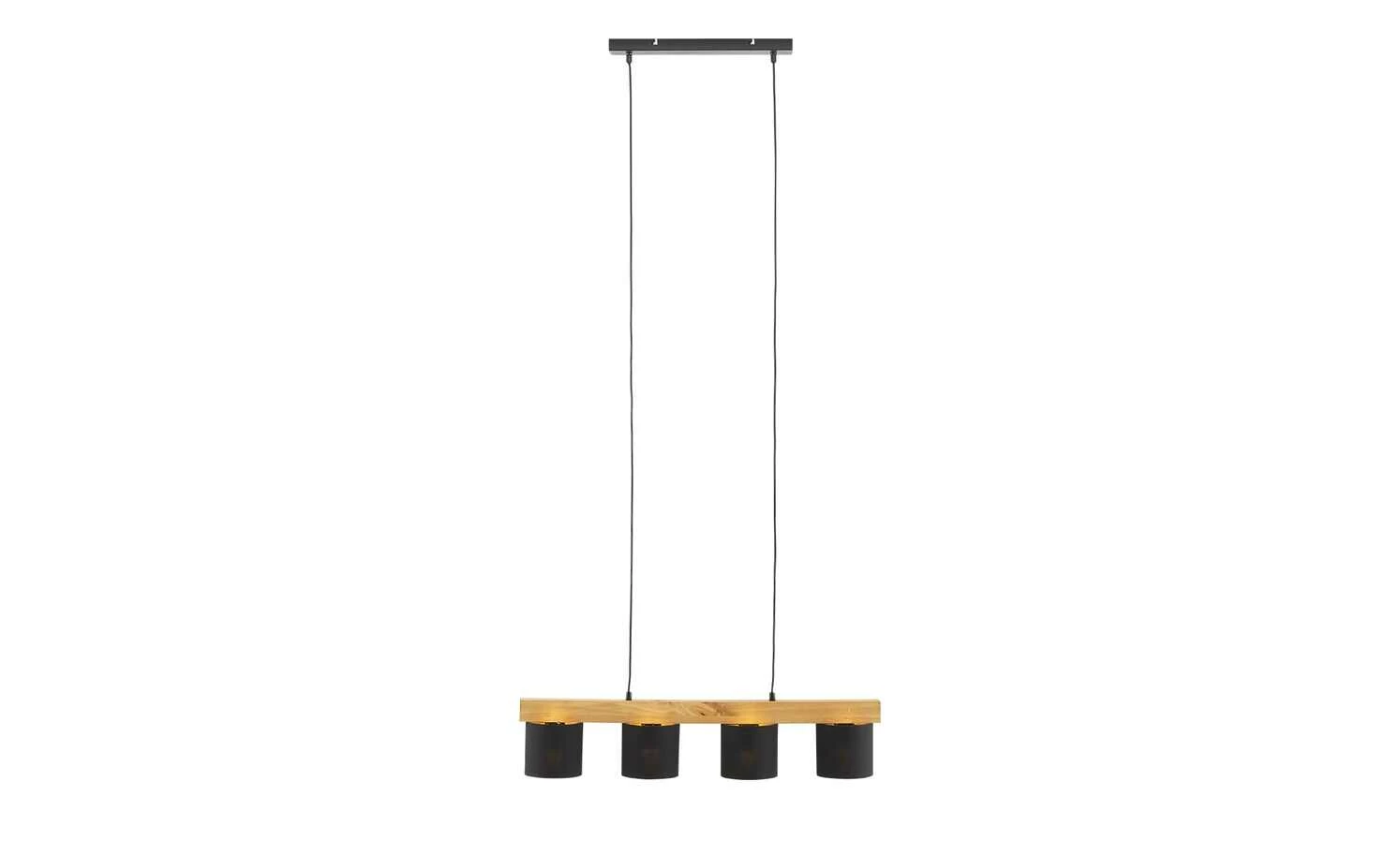 Trio Pendelleuchte, 4-flammig, Holz/ Stoffschirm schwarz/goldfarben – Bild 4