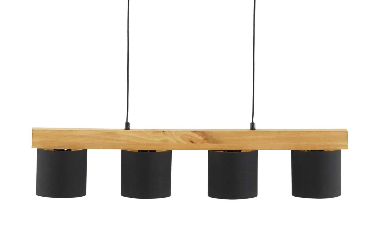 Trio Pendelleuchte, 4-flammig, Holz/ Stoffschirm schwarz/goldfarben – Bild 2