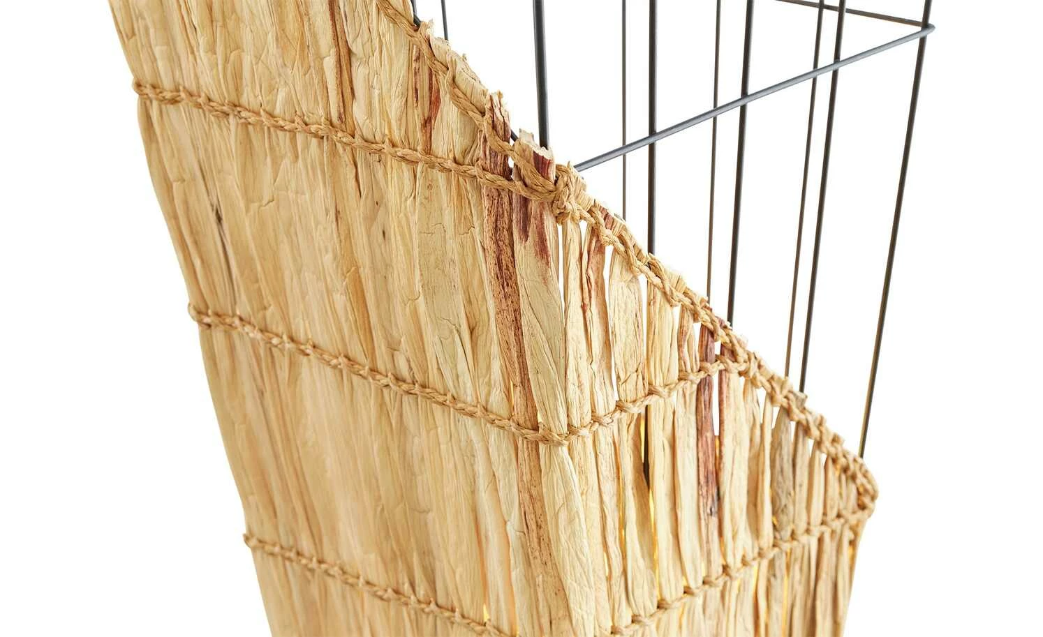 Stehleuchte, 2-flammig, Metall mit Grasgeflecht – Bild 4
