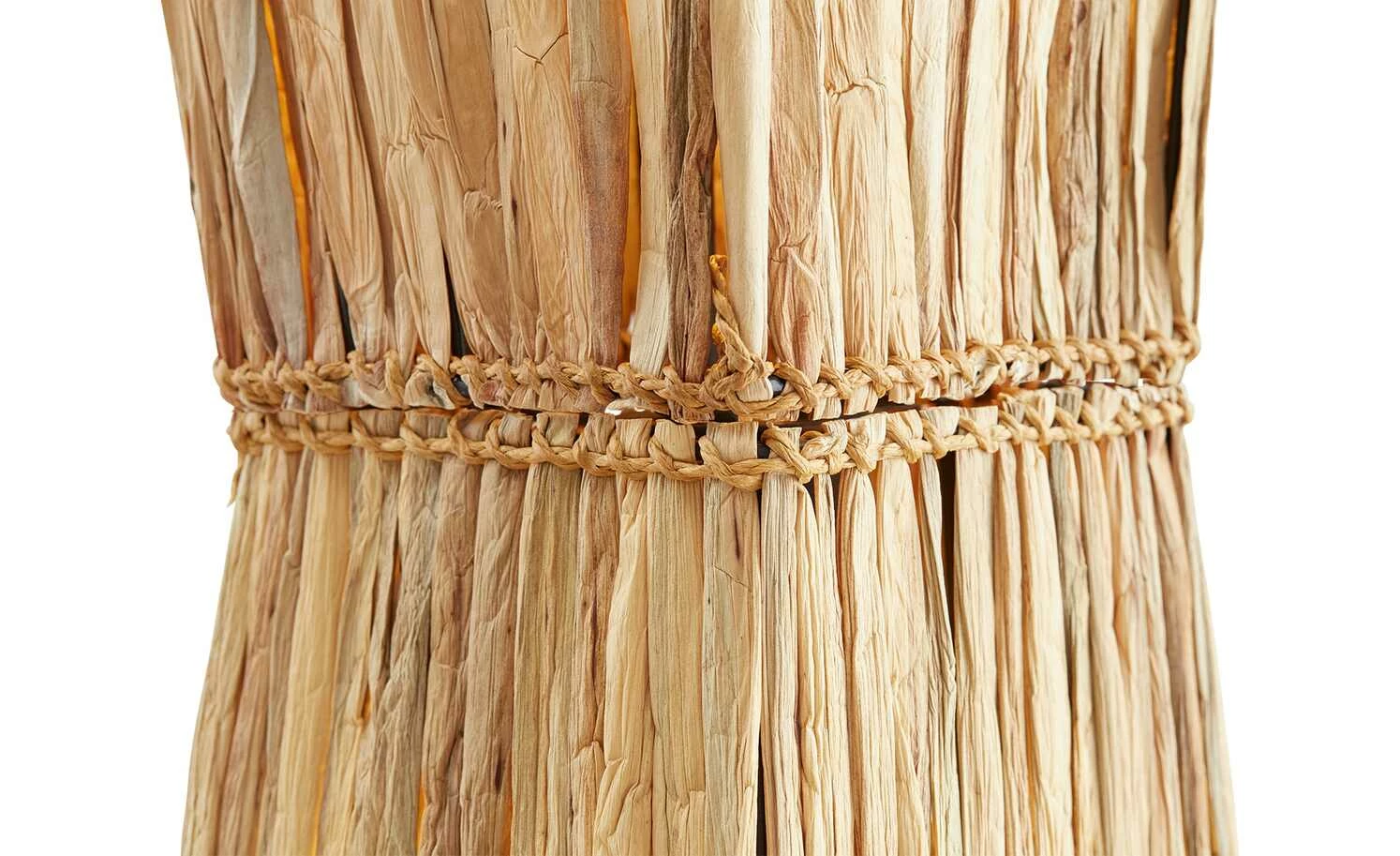 Stehleuchte, 2-flammig, Metall mit Grasgeflecht – Bild 5