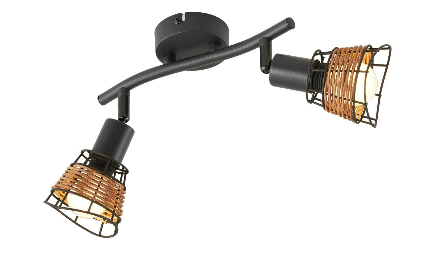 Deckenstrahler 2-flammig, Draht/ Rattan – Bild 3