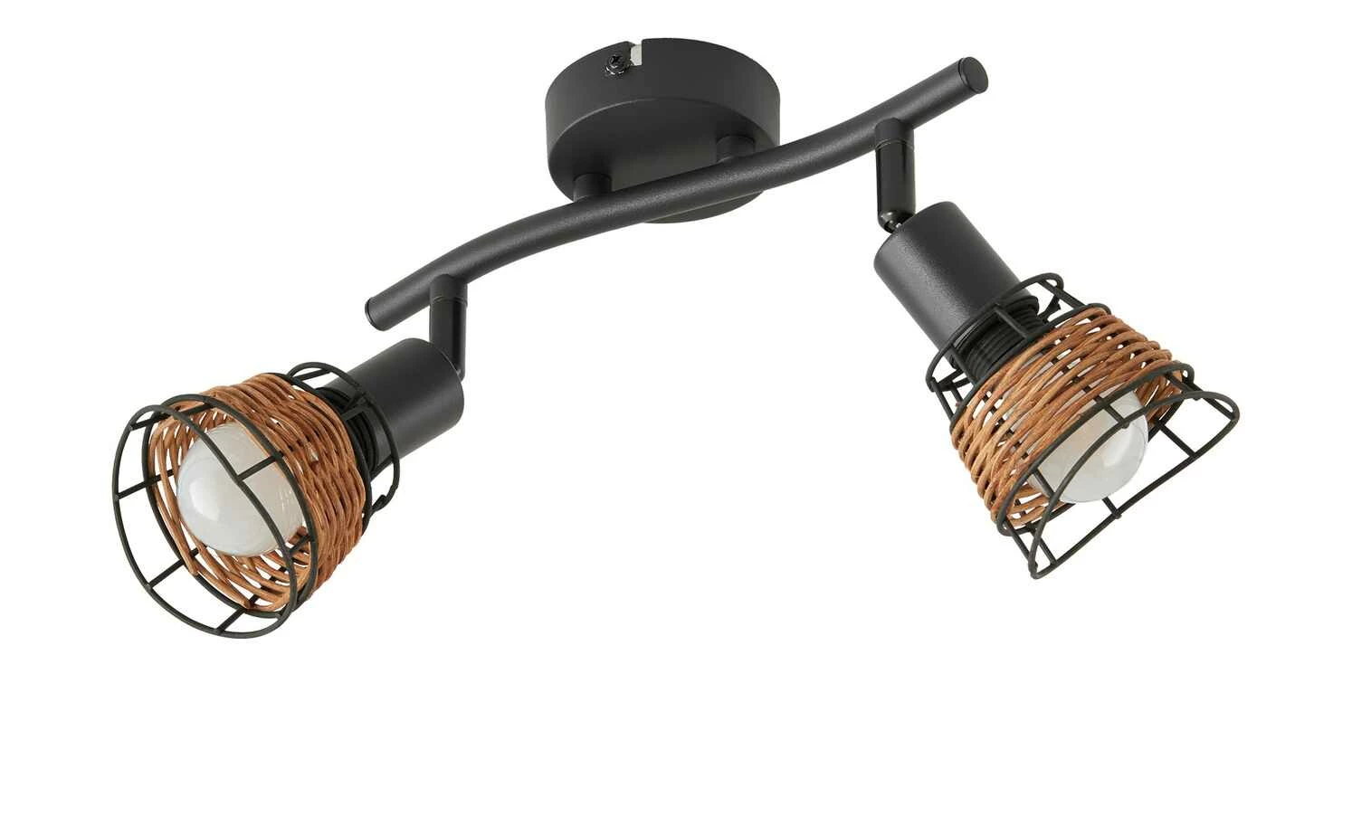 Deckenstrahler 2-flammig, Draht/ Rattan – Bild 2