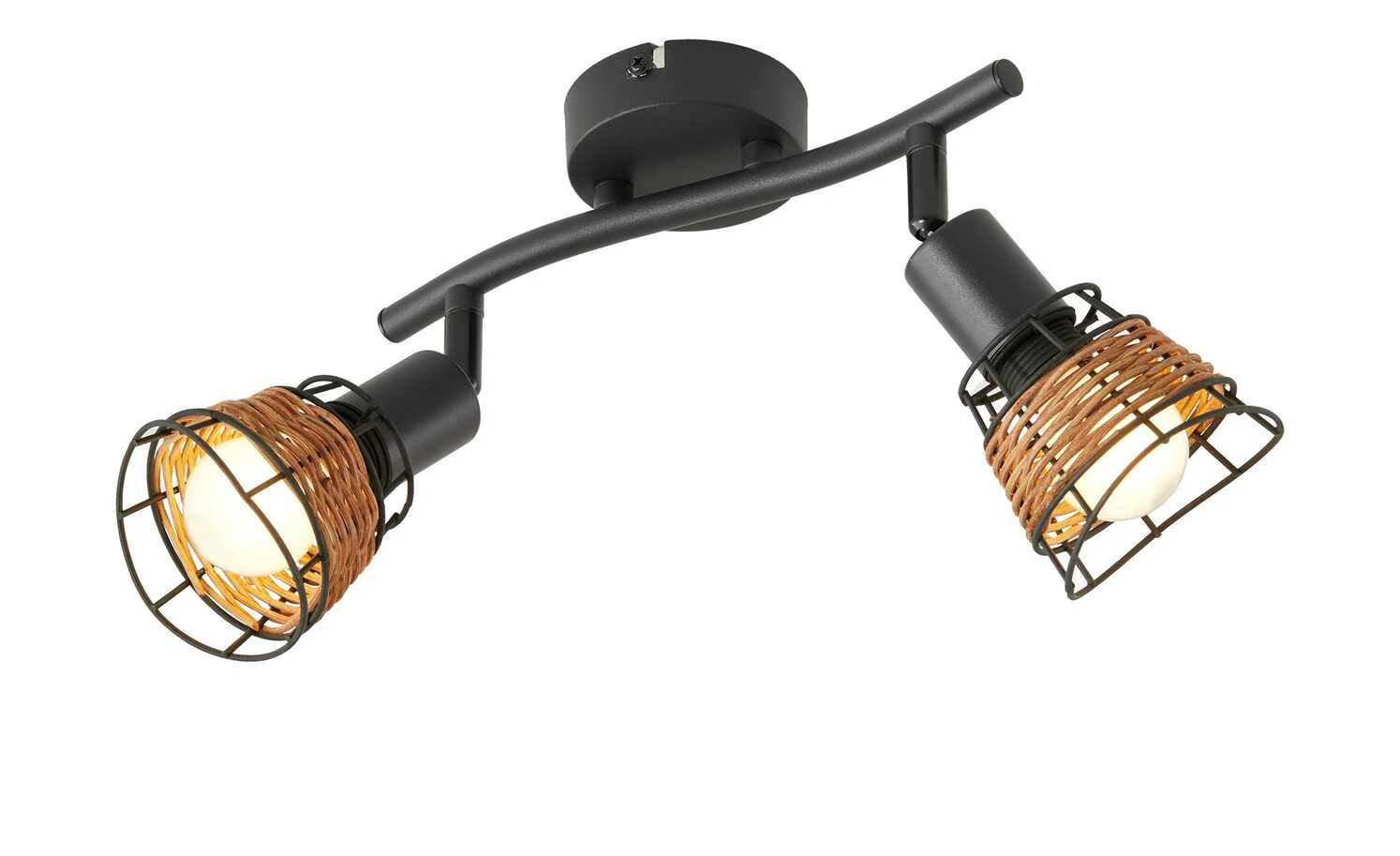 Deckenstrahler 2-flammig, Draht/ Rattan – Bild 5
