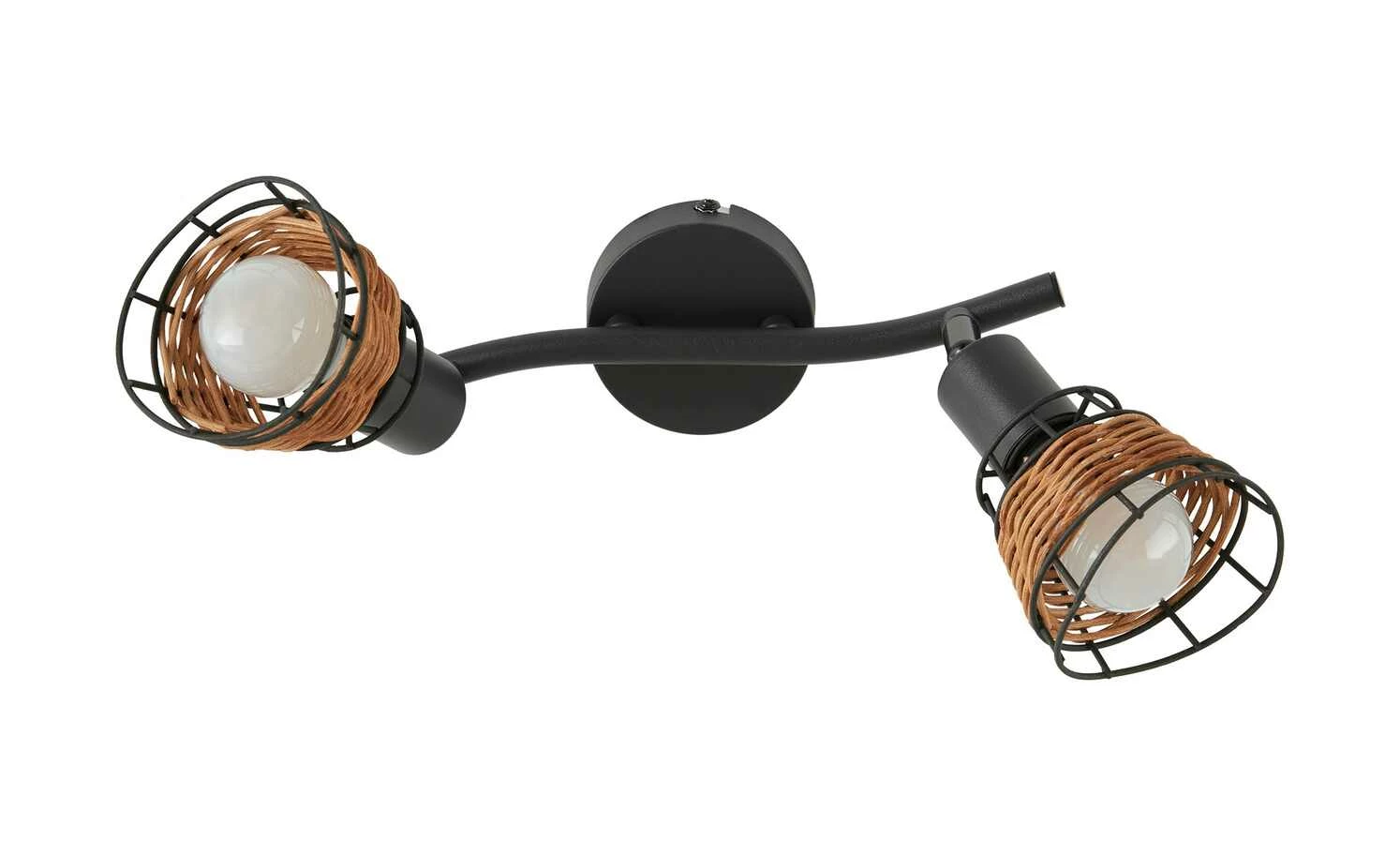 Deckenstrahler 2-flammig, Draht/ Rattan – Bild 6