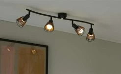 Deckenstrahler 4-flammig, Draht/ Rattan