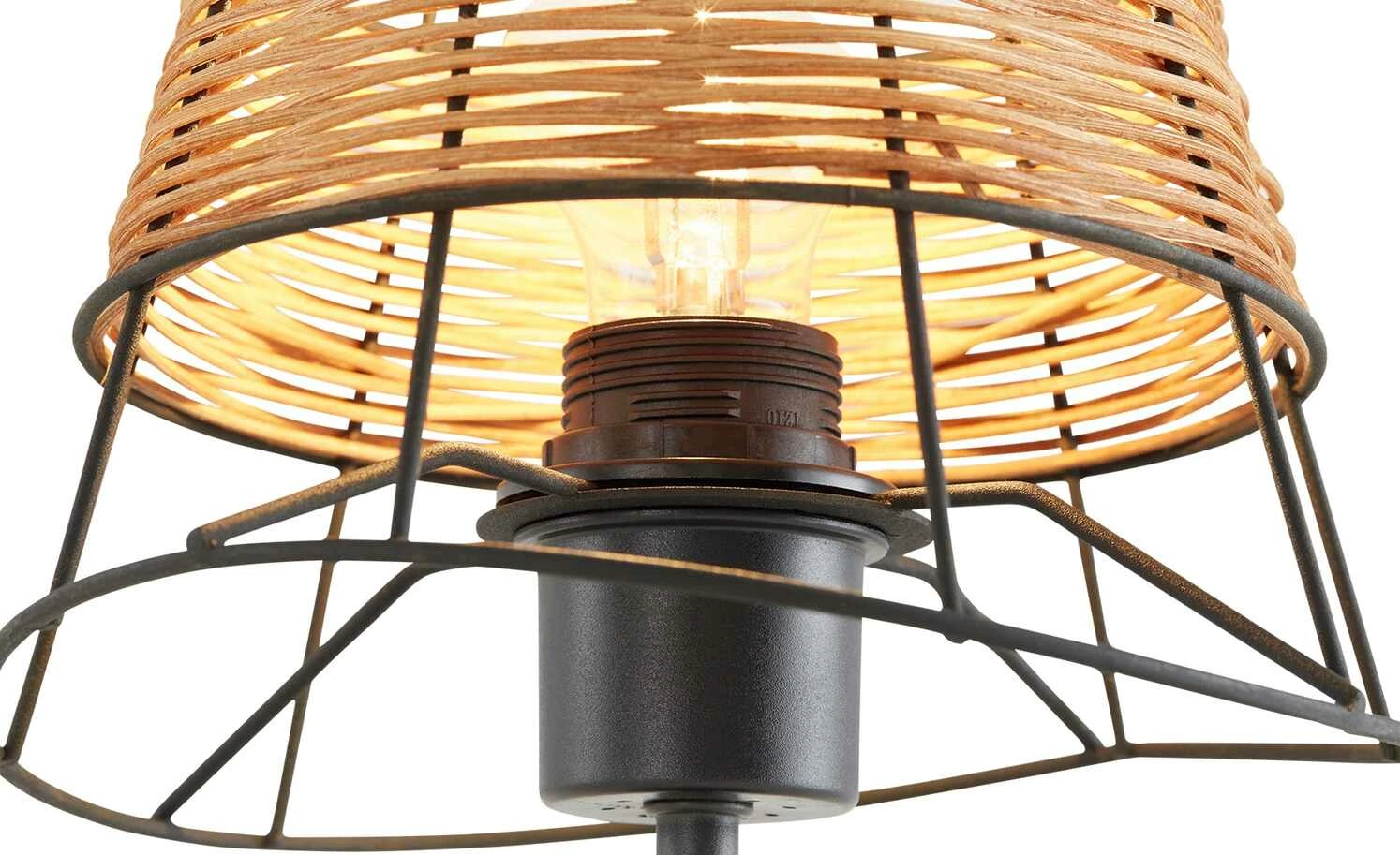 Tischleuchte, 1-flammig, Metall/Rattan – Bild 3