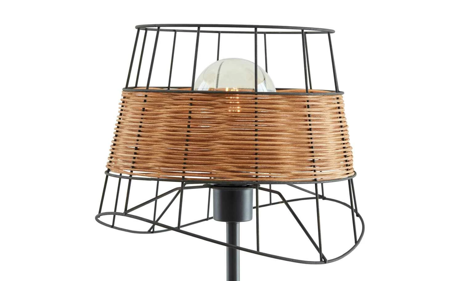Stehleuchte, 1-flammig, schwarz, Draht/ Rattan – Bild 5