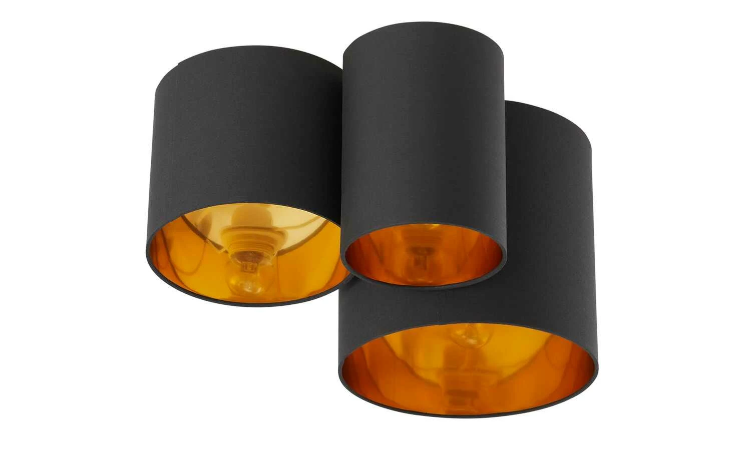 Deckenleuchte, 3-flammig, Stoffschirm schwarz/gold – Bild 3