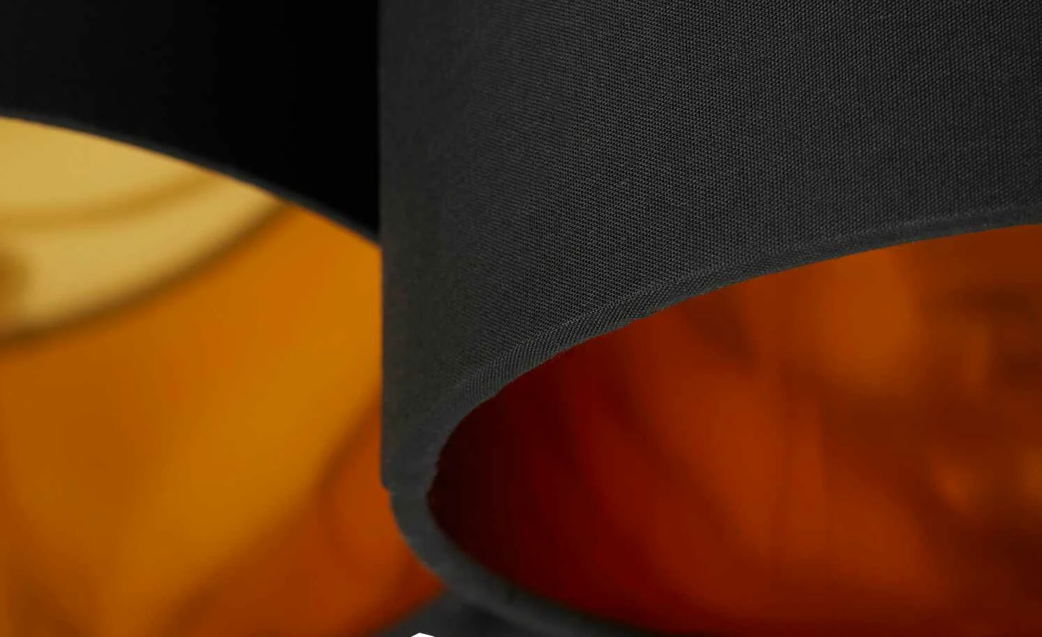 Deckenleuchte, 3-flammig, Stoffschirm schwarz/gold – Bild 4