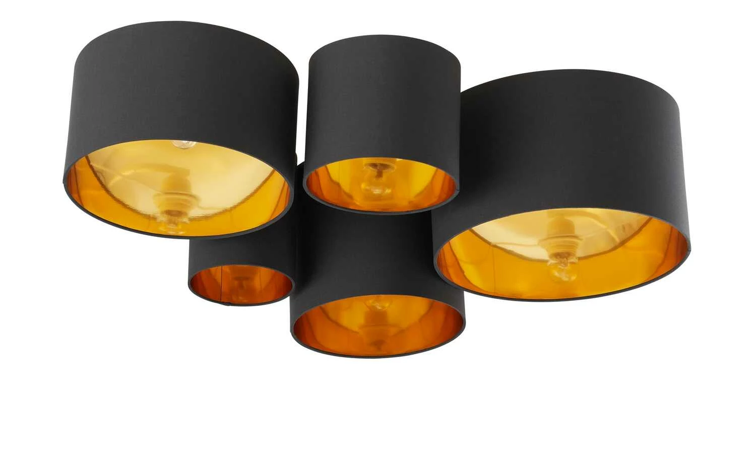 Deckenleuchte, 5-flammig, Stoffschirm schwarz/gold – Bild 3