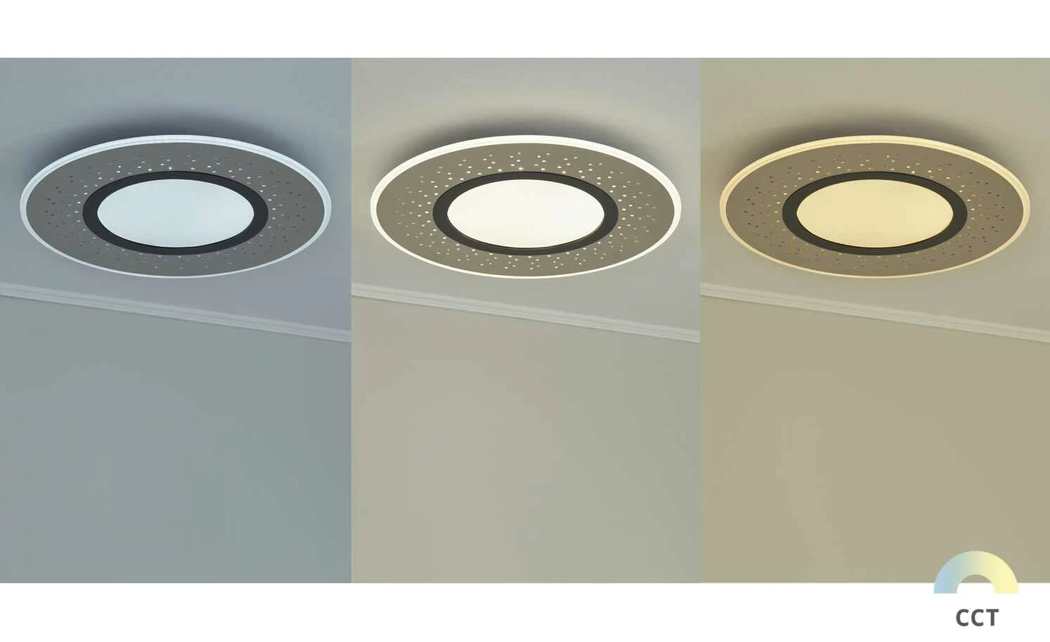 Trio LED-Deckenleuchte , Nickel matt mit Fernbedienung – Bild 2