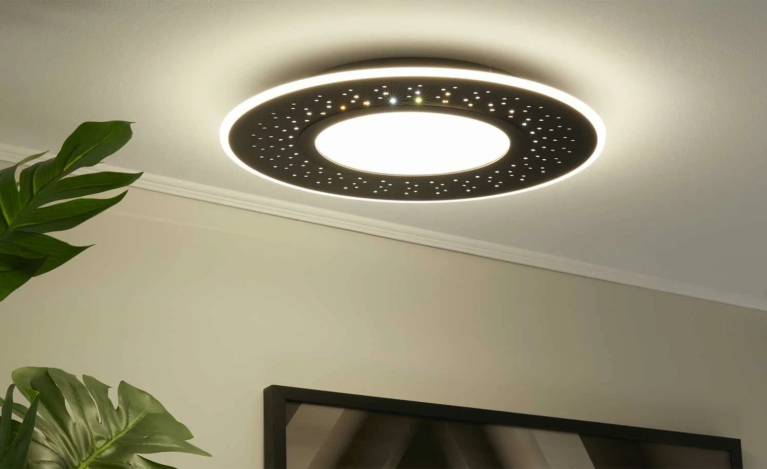 Trio LED-Deckenleuchte , schwarz mit Fernbedienung – Bild 5
