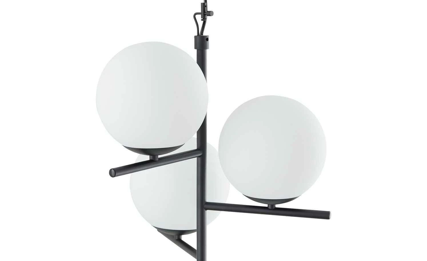 Trio Pendelleuchte, 3-flammig, schwarz, Kugeln weiß – Bild 2