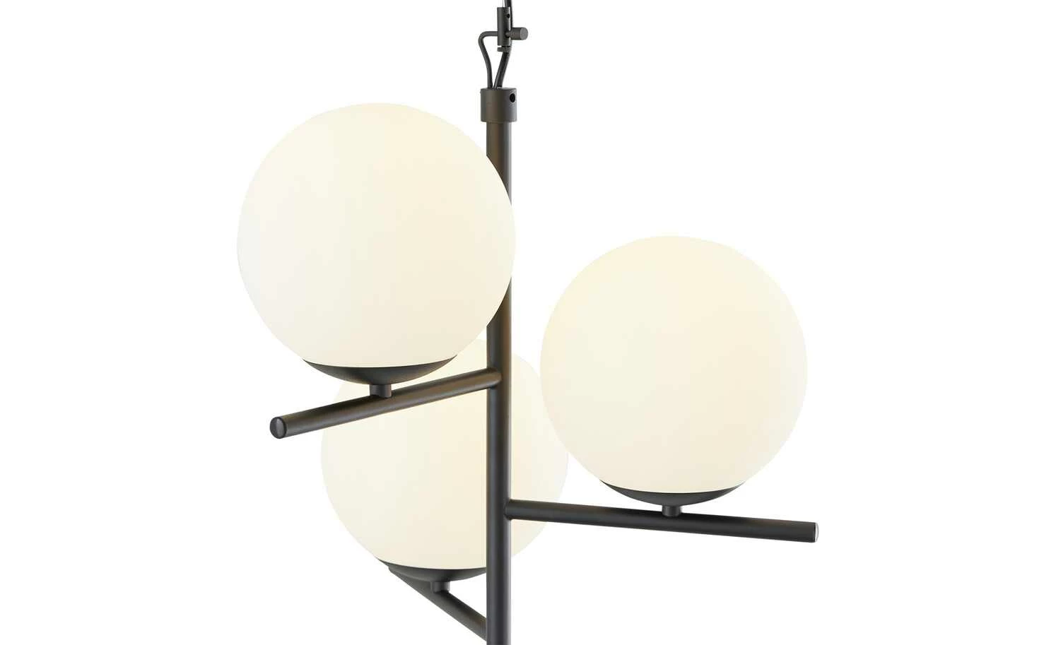 Trio Pendelleuchte, 3-flammig, schwarz, Kugeln weiß – Bild 5