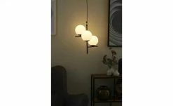 Trio Pendelleuchte, 3-flammig, schwarz, Kugeln weiß