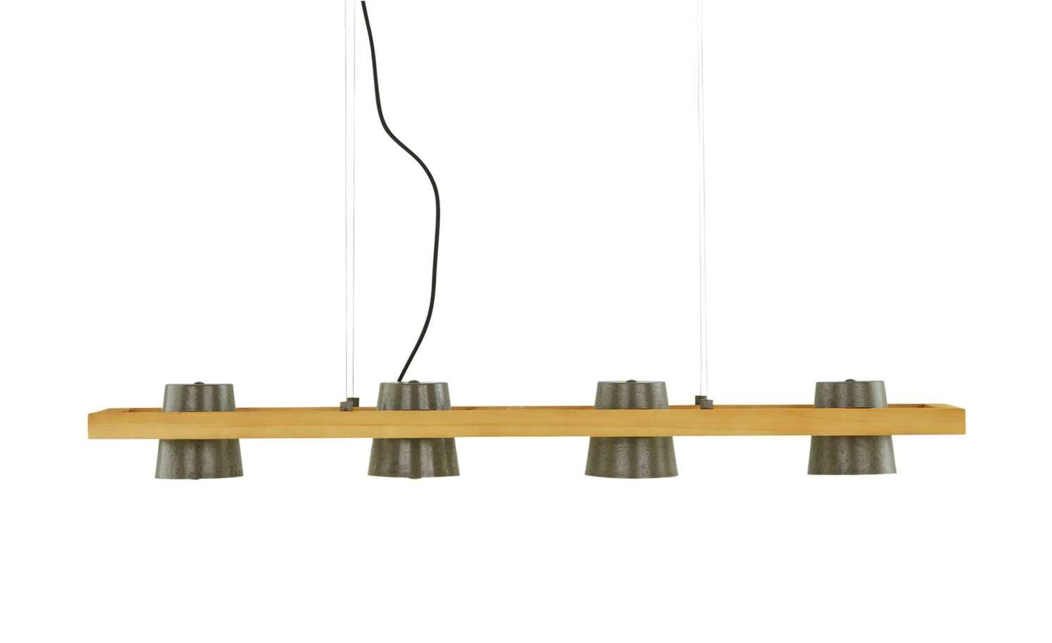 Trio Pendelleuchte, 4-flammig, Nickel antik mit Pinienholz – Bild 2