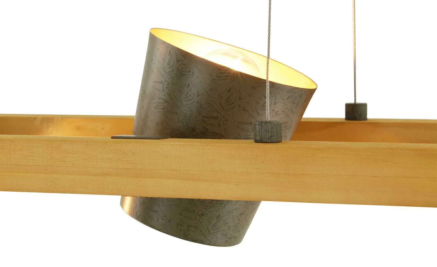 Trio Pendelleuchte, 4-flammig, Nickel antik mit Pinienholz – Bild 5