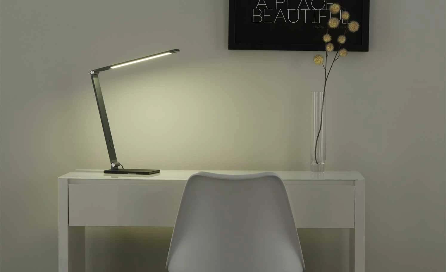 Fischer-Honsel LED-Tischleuchte, anthrazit-grau mit Dimmer – Bild 3