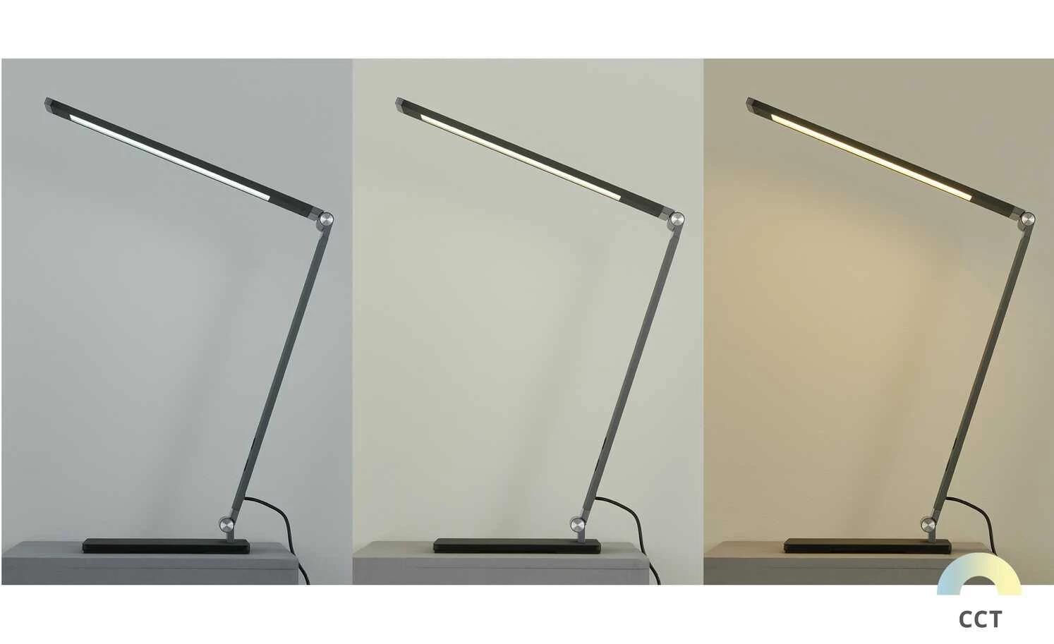 Fischer-Honsel LED-Tischleuchte, anthrazit-grau mit Dimmer