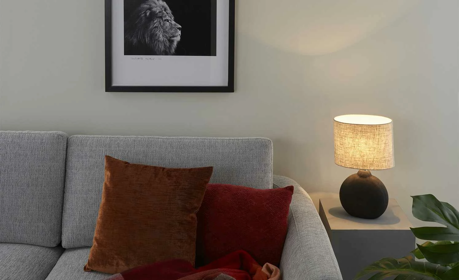 Fischer-Honsel Tischleuchte, 1-flammig, schwarz matt, Schirm rund