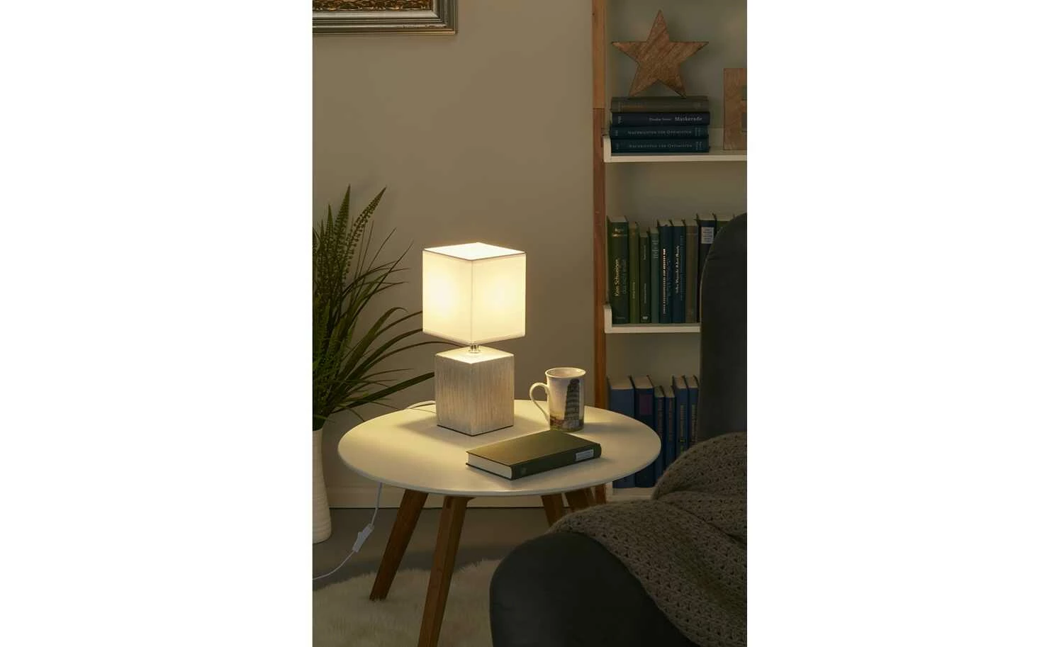 Fischer-Honsel Tischleuchte, 1-flammig, Keramik silber antik