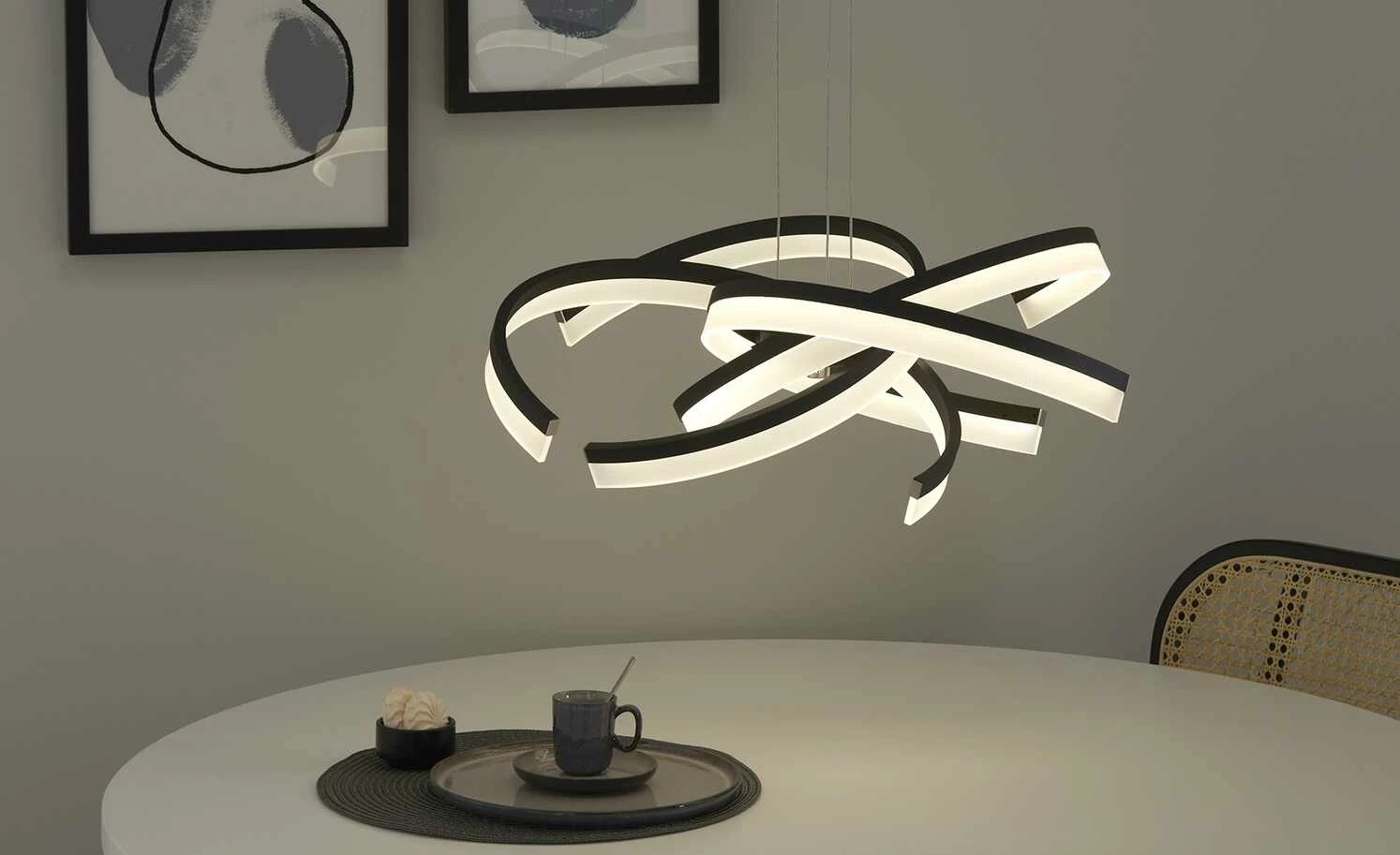 Fischer-Honsel LED-Pendelleuchte, Leuchtelemente verdreht sandschwarz – Bild 3