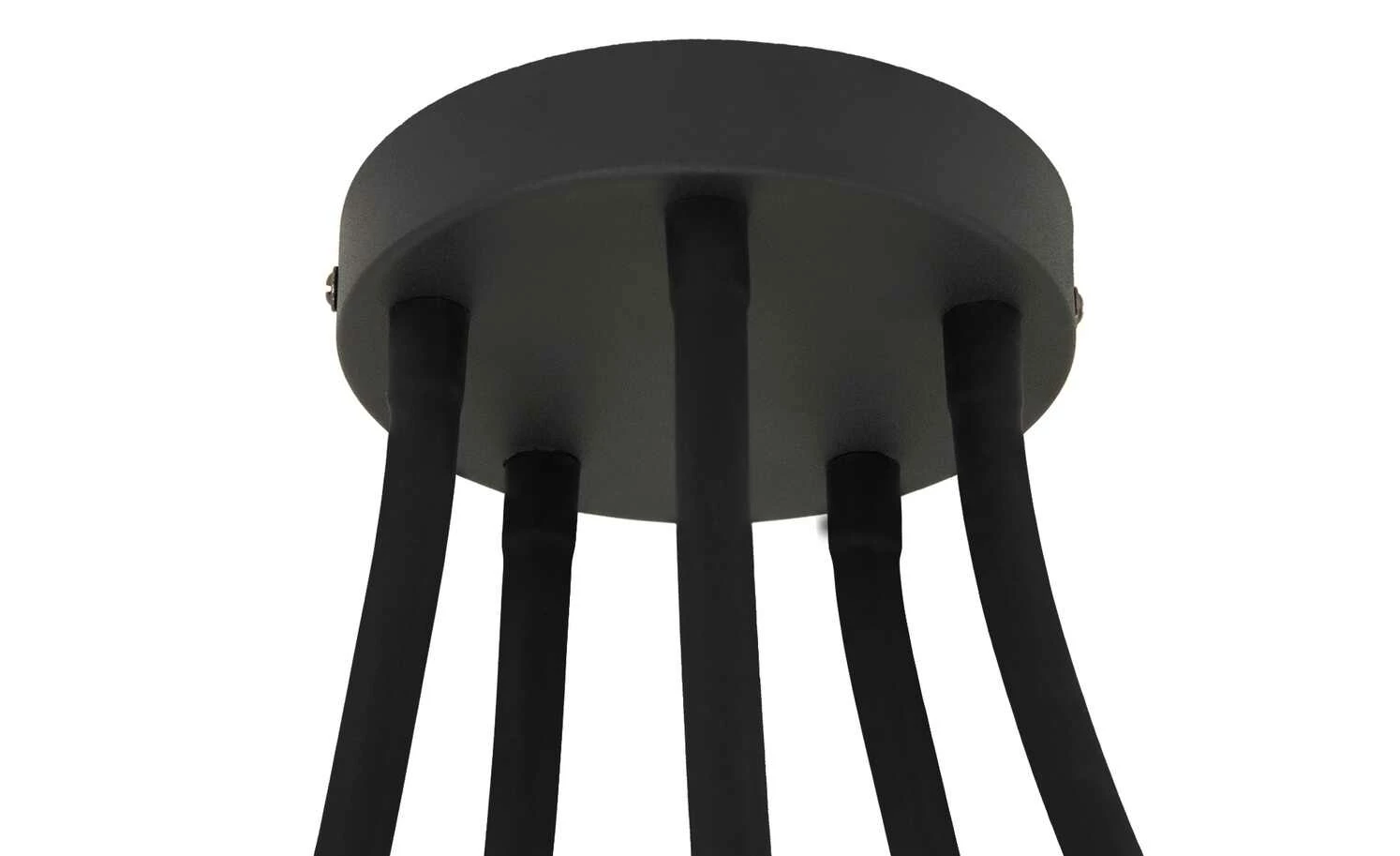 Fischer-Honsel Deckenleuchte, 5-flammig, schwarz mit Leinenschirmen – Bild 4