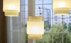 Pendelleuchte 3-flammig, Wiener Geflecht weiß