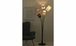 KHG Stehleuchte, 5-flammig, schwarz mit Stoffschirmen