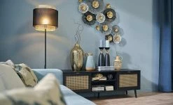 Stehleuchte, 1-flammig, Wiener Geflecht schwarz