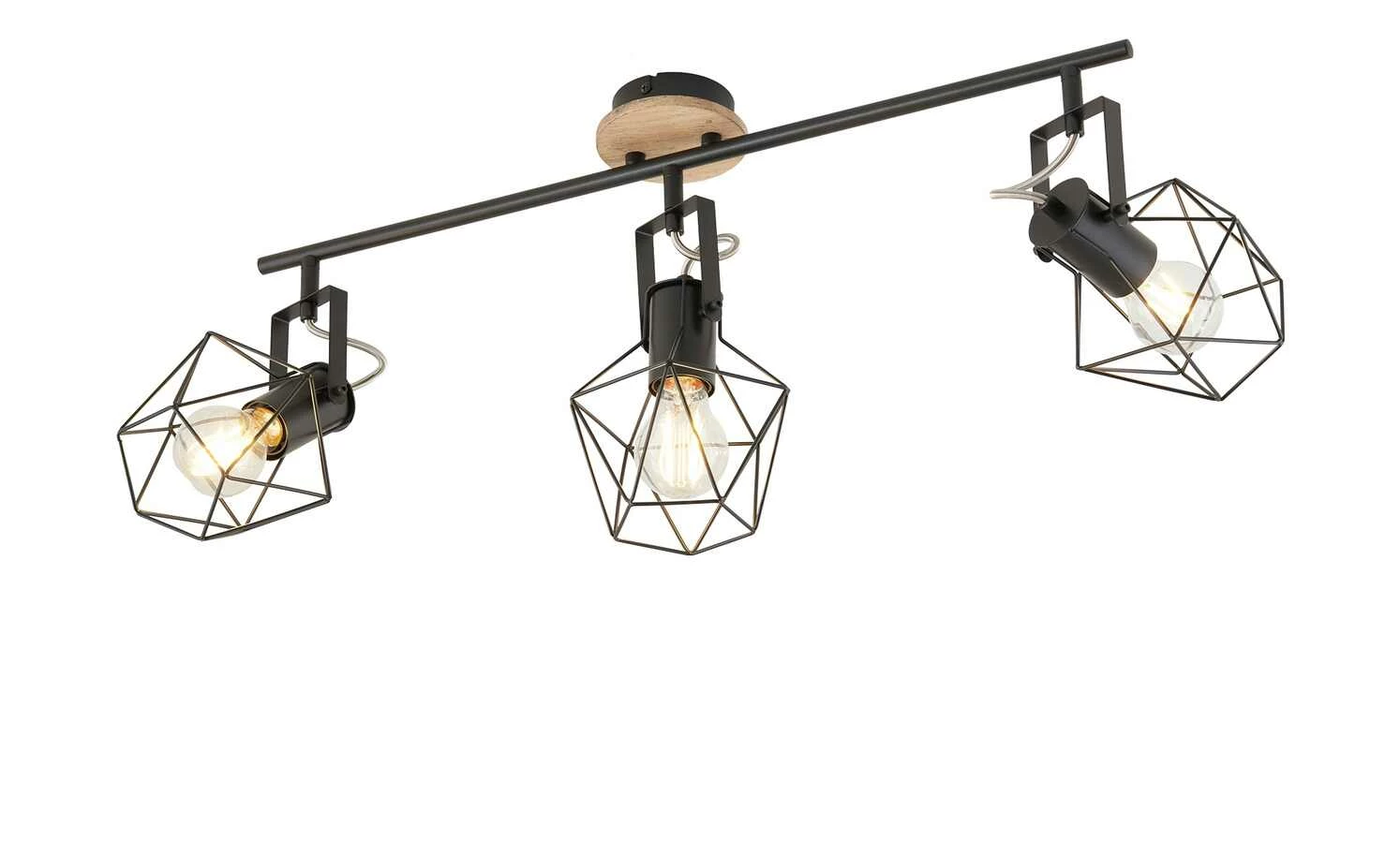 Paul Neuhaus Deckenstrahler, 3-flammig, Rubber Wood/Drahtgestell – Bild 3